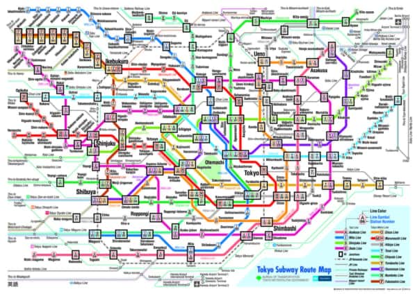 Mapa metro w Tokio