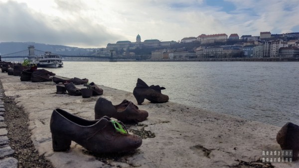 Shoes monument on the banks of the Danube River, Budapest - Hungary